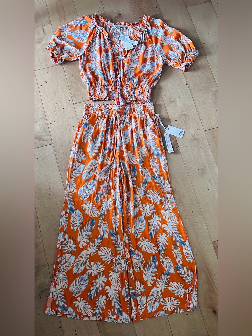 Women's Orange Tropical Two-Piece  Set
